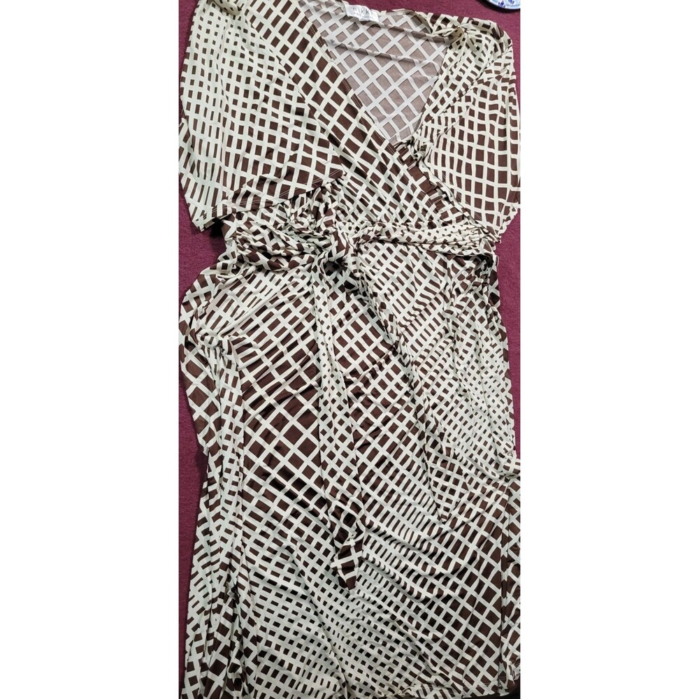 Nikki Poulos Woman's Plus Size P3X Tan And Cream Dress Geometric
